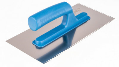 Toolty Stainless Steel Adhesive Notched Trowel with Plastic Handle - 270mm - 3x3mm - for Tiling Plastering Rendering DIY - 5