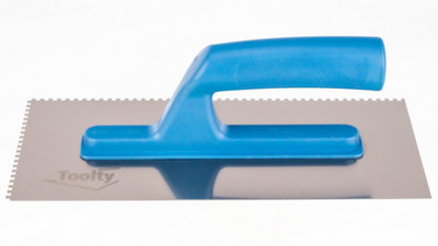 Toolty Stainless Steel Adhesive Notched Trowel with Plastic Handle - 270mm - 4x4mm - for Tiling Plastering Rendering DIY