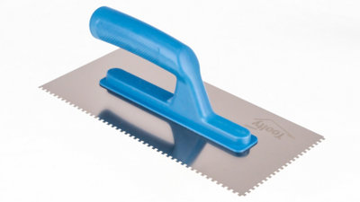 Toolty Stainless Steel Adhesive Notched Trowel with Plastic Handle - 270mm - 4x4mm - for Tiling Plastering Rendering DIY - 7