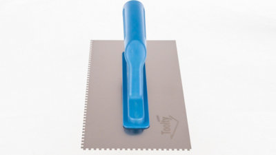 Toolty Stainless Steel Adhesive Notched Trowel with Plastic Handle - 270mm - 4x4mm - for Tiling Plastering Rendering DIY - 8
