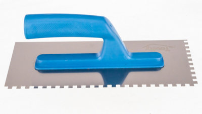 Toolty Stainless Steel Adhesive Notched Trowel with Plastic Handle - 270mm - 6x6mm - for Tiling Plastering Rendering DIY - 6