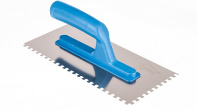 Toolty Stainless Steel Adhesive Notched Trowel with Plastic Handle - 270mm - 6x6mm - for Tiling Plastering Rendering DIY - 7