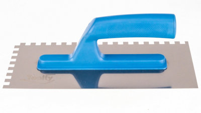 Toolty Stainless Steel Adhesive Notched Trowel with Plastic Handle - 270mm - 8x8mm - for Tiling Plastering Rendering DIY
