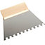 Toolty Stainless Steel Adhesive Notched Trowel with Wooden Handle - 250mm - 10x10mm - for Tiling Plastering Rendering DIY