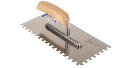 Toolty Stainless Steel Adhesive Notched Trowel with Wooden Handle 270mm 8x8mm for Tiling Plastering Rendering DIY - 7