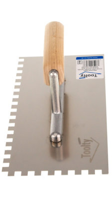 Toolty Stainless Steel Adhesive Notched Trowel with Wooden Handle 270mm 8x8mm for Tiling Plastering Rendering DIY - 8