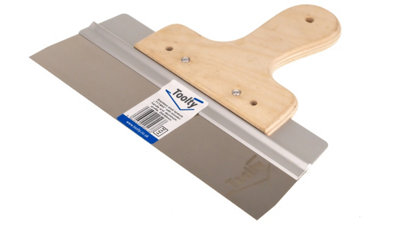Toolty Stainless Steel Filling Taping with Wooden Handle and Aluminum Profile 250x60mm for Plastering Rendering Finishing