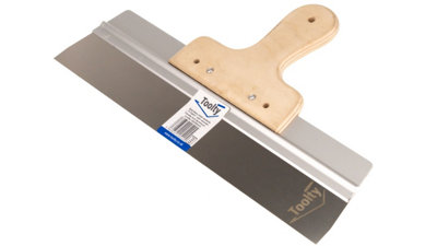Toolty Stainless Steel Filling Taping with Wooden Handle and Aluminum Profile 350x60mm for Plastering Rendering Finishing