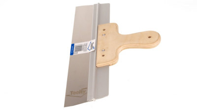 Toolty Stainless Steel Filling Taping with Wooden Handle and Aluminum Profile 350x60mm for Plastering Rendering Finishing