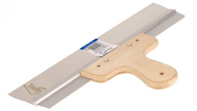 Toolty Stainless Steel Filling Taping with Wooden Handle and Aluminum Profile 350x60mm for Plastering Rendering Finishing - 3