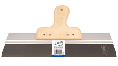 Toolty Stainless Steel Filling Taping with Wooden Handle and Aluminum Profile 350x60mm for Plastering Rendering Finishing - 7