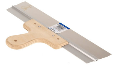 Toolty Stainless Steel Filling Taping with Wooden Handle and Aluminum Profile 350x60mm for Plastering Rendering Finishing - 4