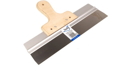 Toolty Stainless Steel Filling Taping with Wooden Handle and Aluminum Profile 350x60mm for Plastering Rendering Finishing - 8
