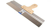Toolty Stainless Steel Filling Taping with Wooden Handle and Aluminum Profile 450x60mm for Plastering Rendering Finishing