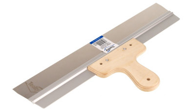 Toolty Stainless Steel Filling Taping with Wooden Handle and Aluminum Profile 450x60mm for Plastering Rendering Finishing - 3