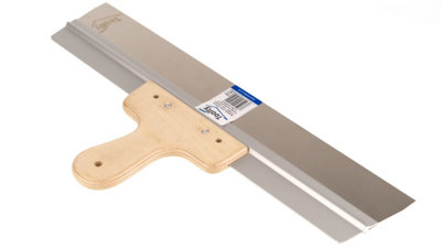 Toolty Stainless Steel Filling Taping with Wooden Handle and Aluminum Profile 450x60mm for Plastering Rendering Finishing - 6