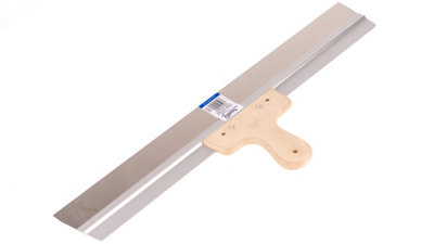 Toolty Stainless Steel Filling Taping with Wooden Handle and Aluminum Profile 600x60mm for Plastering Rendering Finishing - 3