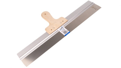 Toolty Stainless Steel Filling Taping with Wooden Handle and Aluminum Profile 600x60mm for Plastering Rendering Finishing - 5