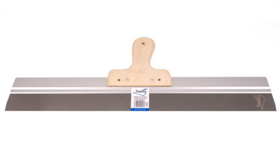 Toolty Stainless Steel Filling Taping with Wooden Handle and Aluminum Profile 600x60mm for Plastering Rendering Finishing - 8