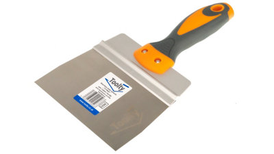 Toolty Stainless Steel Spatula Taping Filling with Rubber Handle and Aluminum Profile 150x90mm for Plastering Finishing DIY