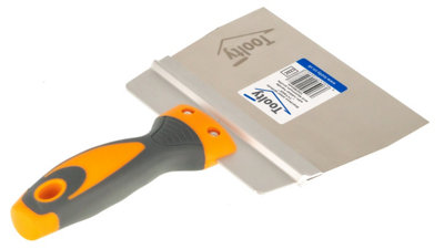 Toolty Stainless Steel Spatula Taping Filling with Rubber Handle and Aluminum Profile 150x90mm for Plastering Finishing DIY - 7