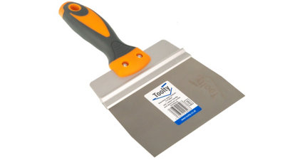 Toolty Stainless Steel Spatula Taping Filling with Rubber Handle and Aluminum Profile 150x90mm for Plastering Finishing DIY - 5