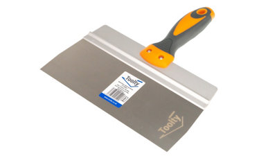Toolty Stainless Steel Spatula Taping Filling with Rubber Handle and Aluminum Profile 250x90mm for Plastering Finishing DIY
