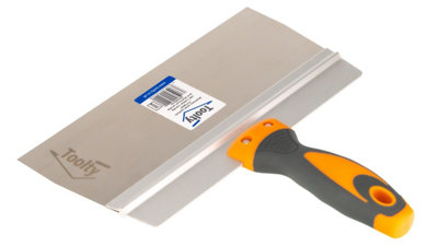 Toolty Stainless Steel Spatula Taping Filling with Rubber Handle and Aluminum Profile 250x90mm for Plastering Finishing DIY - 3