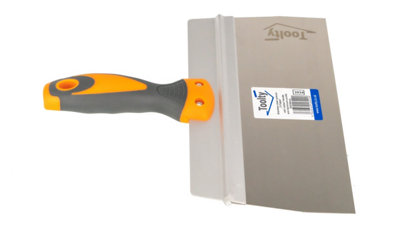 Toolty Stainless Steel Spatula Taping Filling with Rubber Handle and Aluminum Profile 250x90mm for Plastering Finishing DIY - 4
