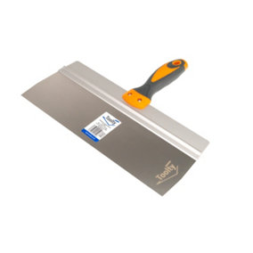 Toolty Stainless Steel Spatula Taping Filling with Rubber Handle and Aluminum Profile 350x90mm for Plastering Finishing DIY