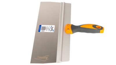 Toolty Stainless Steel Spatula Taping Filling with Rubber Handle and Aluminum Profile 350x90mm for Plastering Finishing DIY - 3