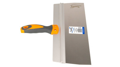 Toolty Stainless Steel Spatula Taping Filling with Rubber Handle and Aluminum Profile 350x90mm for Plastering Finishing DIY - 4