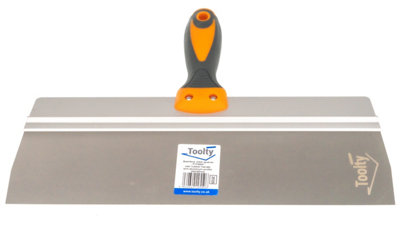 Toolty Stainless Steel Spatula Taping Filling with Rubber Handle and Aluminum Profile 350x90mm for Plastering Finishing DIY - 8