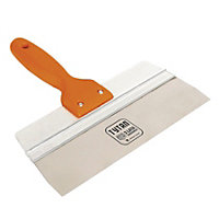 Toolty Stainless Steel Spatula Taping Filling with Wooden Handle and Aluminum Profile 150x90mm for Plastering Finishing DIY