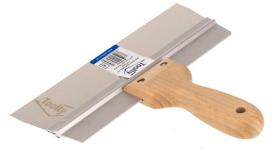Toolty Stainless Steel Spatula Taping Filling with Wooden Handle and Aluminum Profile 250x60mm for Plastering Finishing DIY - 3