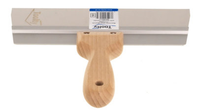 Toolty Stainless Steel Spatula Taping Filling with Wooden Handle and Aluminum Profile 250x60mm for Plastering Finishing DIY - 6