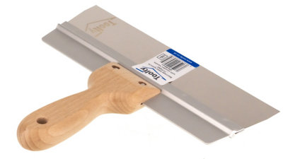 Toolty Stainless Steel Spatula Taping Filling with Wooden Handle and Aluminum Profile 250x60mm for Plastering Finishing DIY - 7
