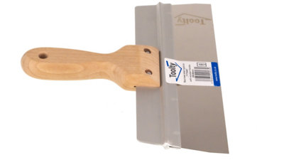 Toolty Stainless Steel Spatula Taping Filling with Wooden Handle and Aluminum Profile 250x60mm for Plastering Finishing DIY - 4