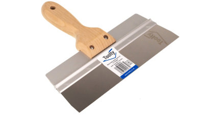 Toolty Stainless Steel Spatula Taping Filling with Wooden Handle and Aluminum Profile 250x60mm for Plastering Finishing DIY - 5