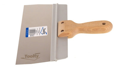 Toolty Stainless Steel Spatula Taping Filling with Wooden Handle and Aluminum Profile 250x90mm for Plastering Finishing DIY