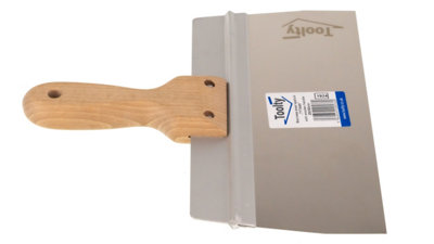 Toolty Stainless Steel Spatula Taping Filling with Wooden Handle and Aluminum Profile 250x90mm for Plastering Finishing DIY - 4