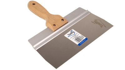 Toolty Stainless Steel Spatula Taping Filling with Wooden Handle and Aluminum Profile 250x90mm for Plastering Finishing DIY - 5