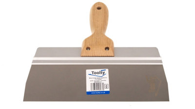 Toolty Stainless Steel Spatula Taping Filling with Wooden Handle and Aluminum Profile 250x90mm for Plastering Finishing DIY - 8