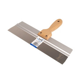 Toolty Stainless Steel Spatula Taping Filling with Wooden Handle and Aluminum Profile 350x60mm for Plastering Finishing DIY