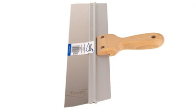 Toolty Stainless Steel Spatula Taping Filling with Wooden Handle and Aluminum Profile 350x60mm for Plastering Finishing DIY