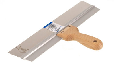 Toolty Stainless Steel Spatula Taping Filling with Wooden Handle and Aluminum Profile 350x60mm for Plastering Finishing DIY - 3