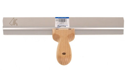 Toolty Stainless Steel Spatula Taping Filling with Wooden Handle and Aluminum Profile 350x60mm for Plastering Finishing DIY - 6