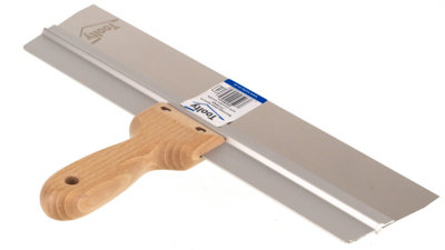 Toolty Stainless Steel Spatula Taping Filling with Wooden Handle and Aluminum Profile 350x60mm for Plastering Finishing DIY - 7