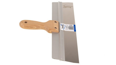 Toolty Stainless Steel Spatula Taping Filling with Wooden Handle and Aluminum Profile 350x60mm for Plastering Finishing DIY - 4