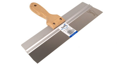 Toolty Stainless Steel Spatula Taping Filling with Wooden Handle and Aluminum Profile 350x60mm for Plastering Finishing DIY - 5